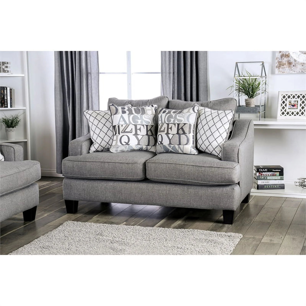 Bluish Gray Fabric 3-Piece Sofa Set N38213