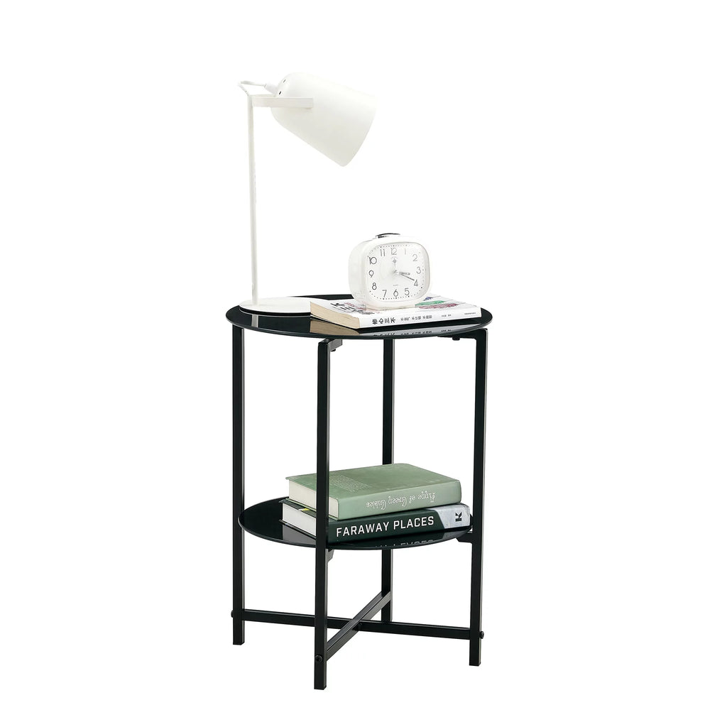 Round Tempered Glass End Table J69228