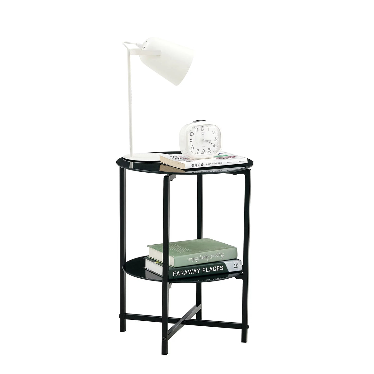 Round Tempered Glass End Table J69228