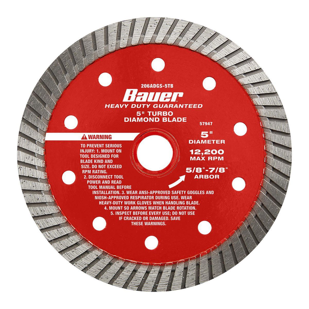 5 in. Turbo Rim Wet or Dry Cut Diamond Saw Blade A698415