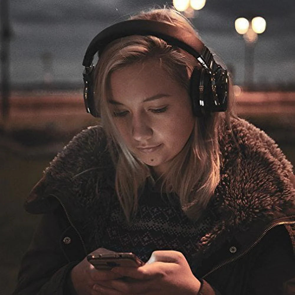 Active Noise Cancelling Bluetooth Headphones with Mic Deep Bass Wireless Over Ear Black F44024