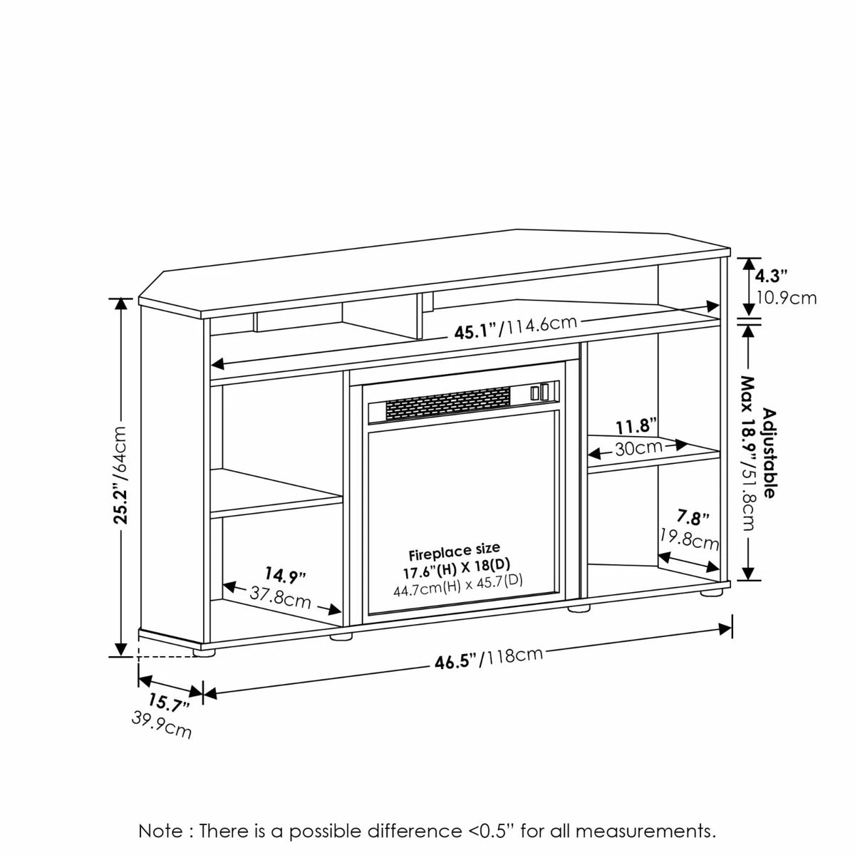 Corner TV Stand with Fireplace K818195