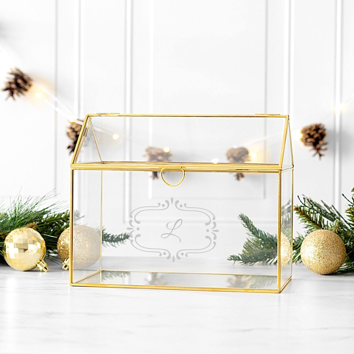 Gold Glass Terrarium Gift Card Holder V51118