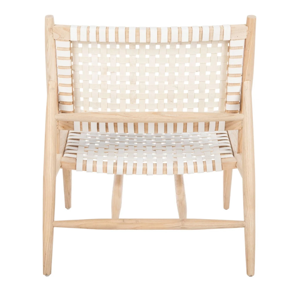 Natural/White Leather Accent Chair A394