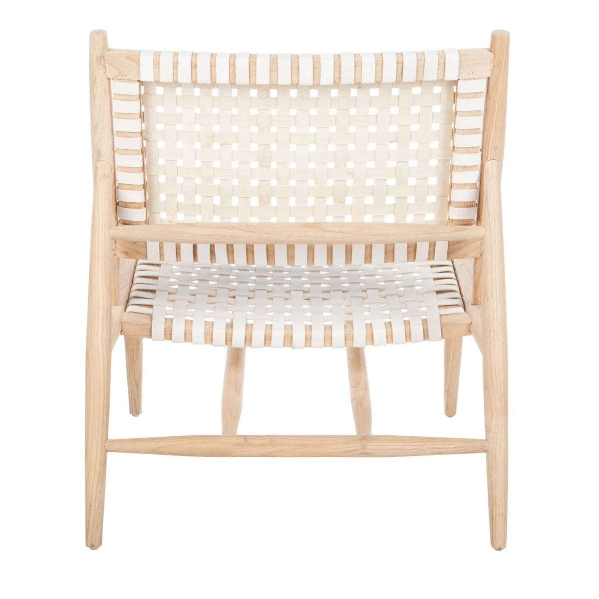 Natural/White Leather Accent Chair A394