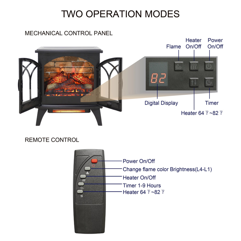 24 Inch 3D Infrared Electric Stove with Remote Control E383