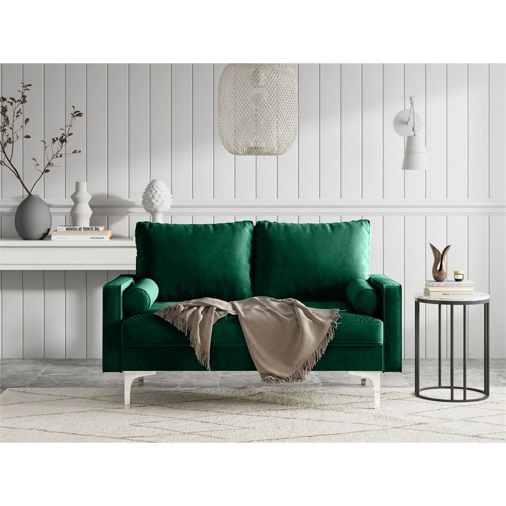 Green Velvet Upholstered Loveseat A2870