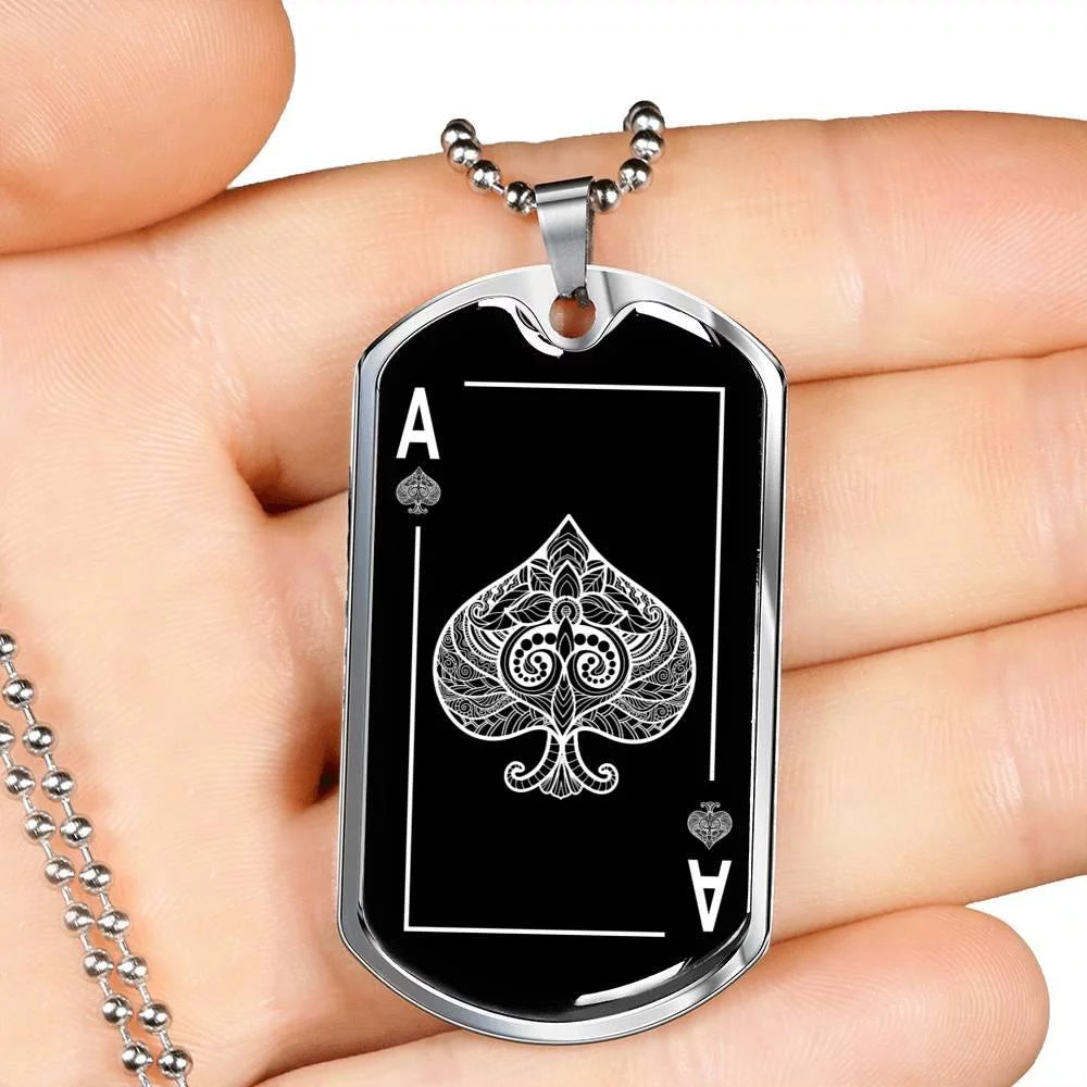 Black Dog Tag Stainless Steel 24" Chain I53260