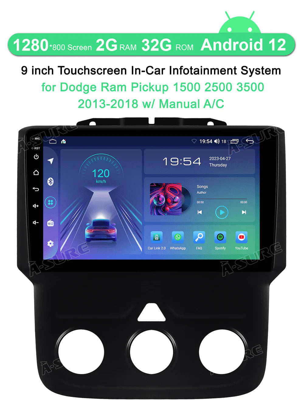 Android 12 Car Stereo Radio with Manual A/C S7537