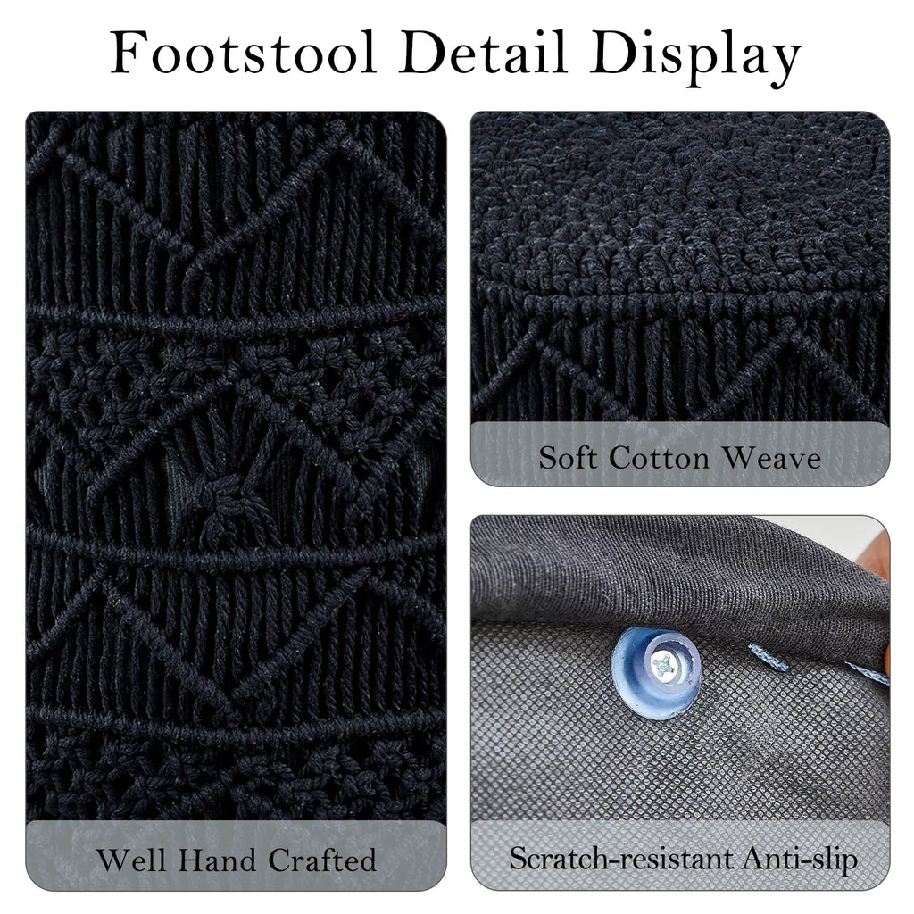 Hand Knitted Cotton Round Pouf Ottoman T6042