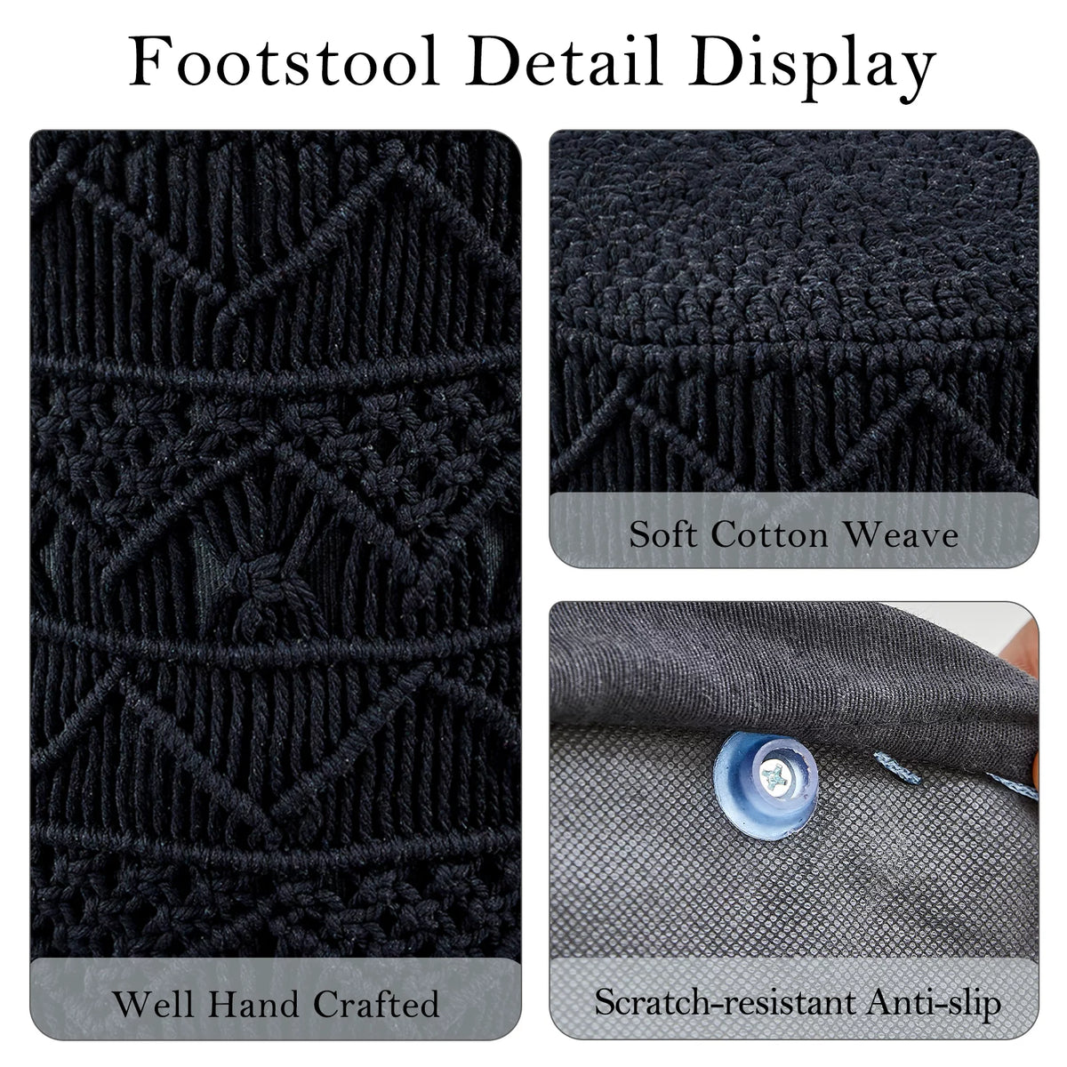 Hand Knitted Cotton Round Pouf Ottoman T6042