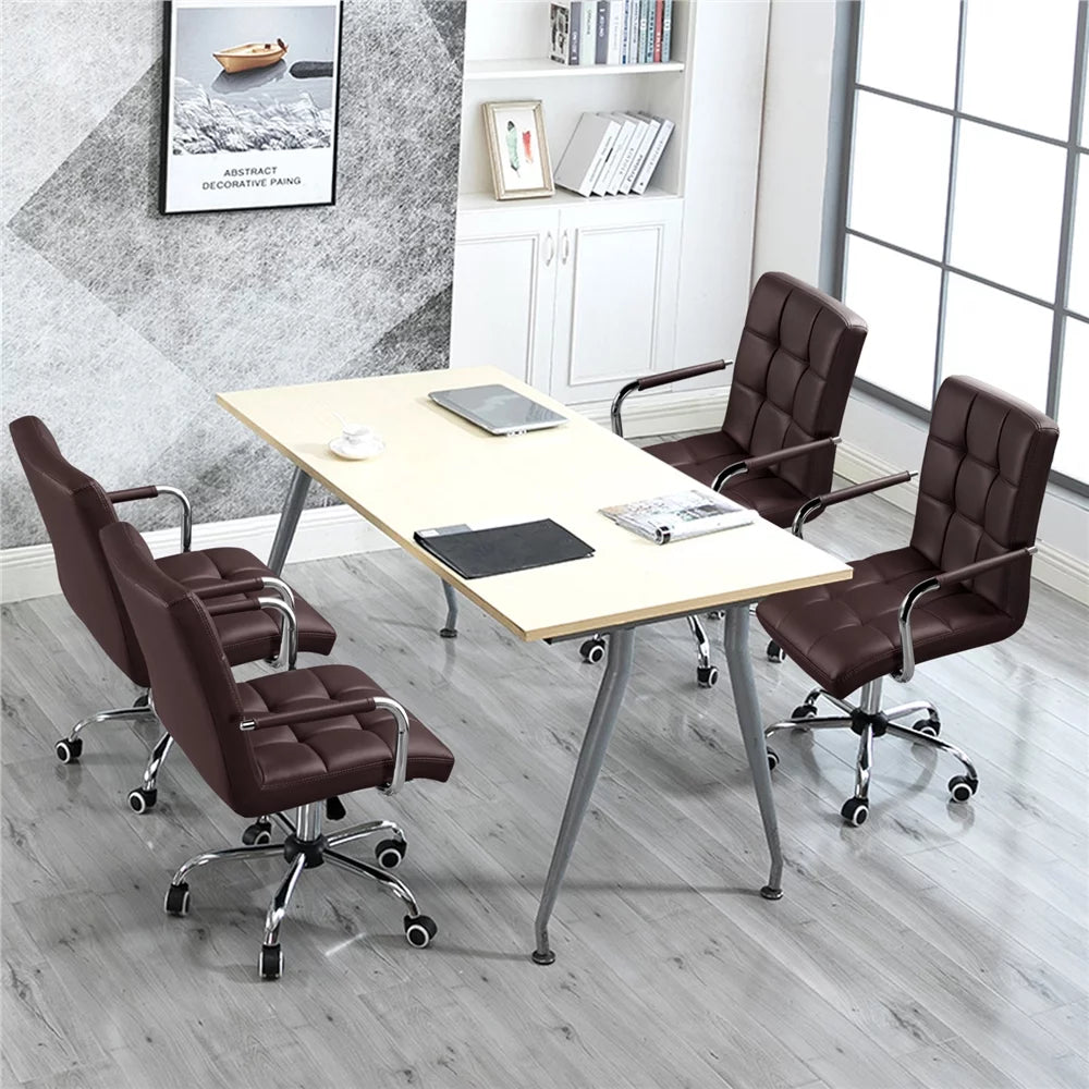 Height Adjustable PU Leather Office Chair with Armrests T7655