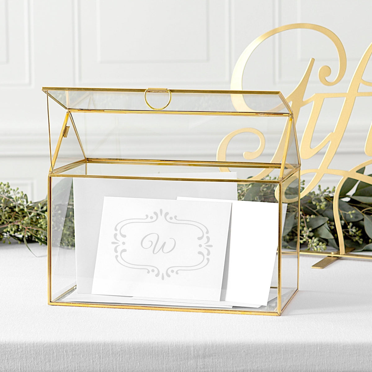 Gold Glass Terrarium Gift Card Holder V51118