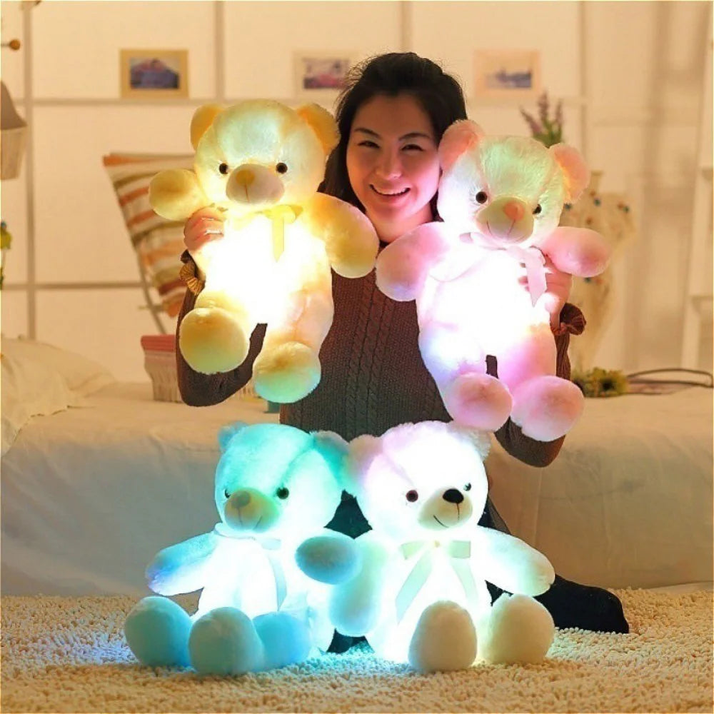 White Teddy Bear Plush Light Up Toy W993531