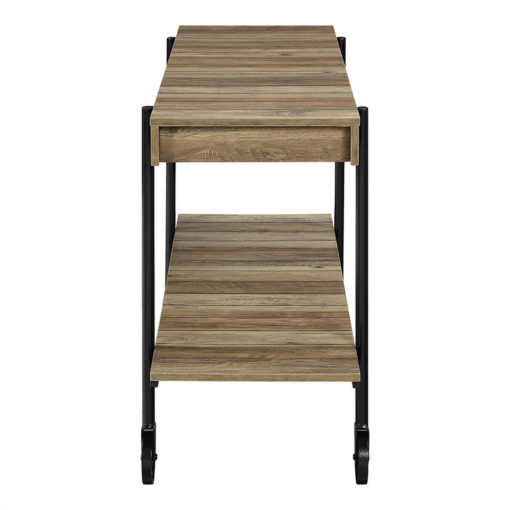 Rustic Oak 3-Piece Coffee Table Set with Wheels T417