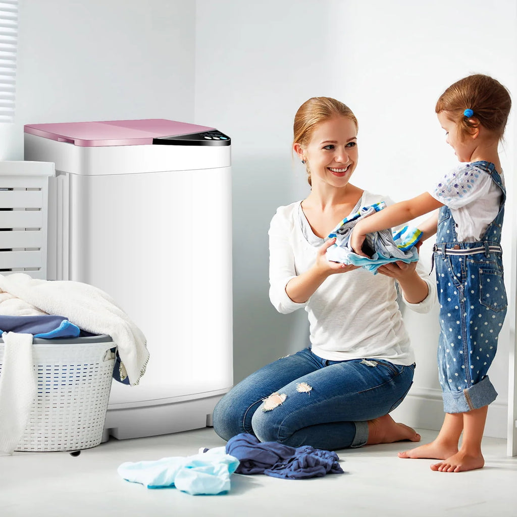 Full-Automatic Washing Machine 7.7 lbs Washer/Spinner UV Light Pink X9414
