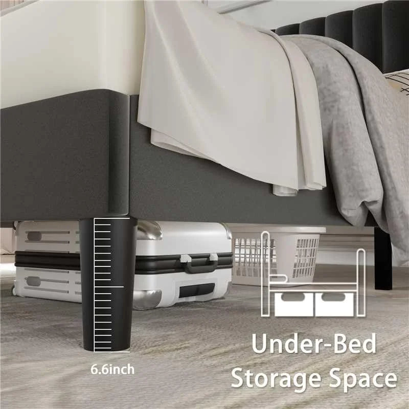 Queen Size Platform Bed Frame with Headboard Grey E172