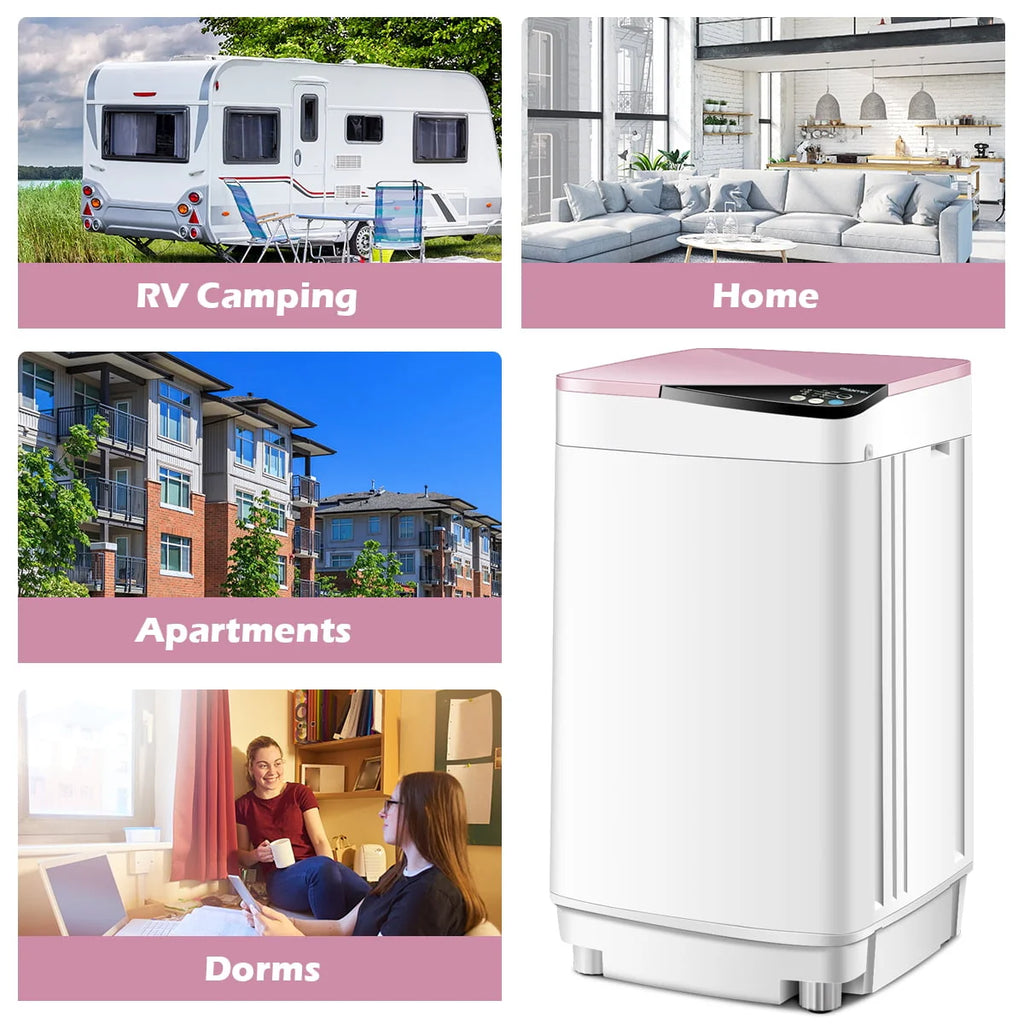 Full-Automatic Washing Machine 7.7 lbs Washer/Spinner UV Light Pink X9414