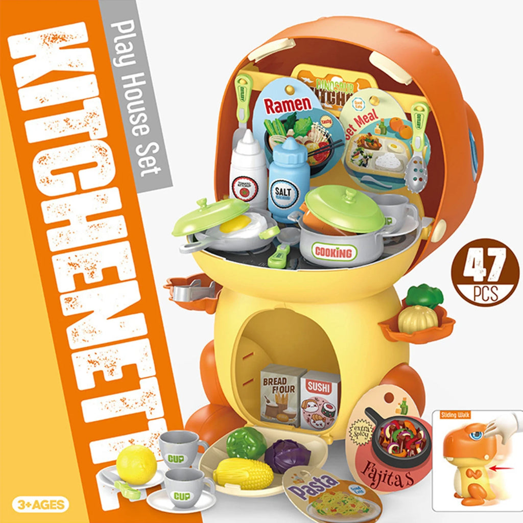 Play House Dinosaur Storage Set Cooking Toy Kitchen Set With Play Food X3441