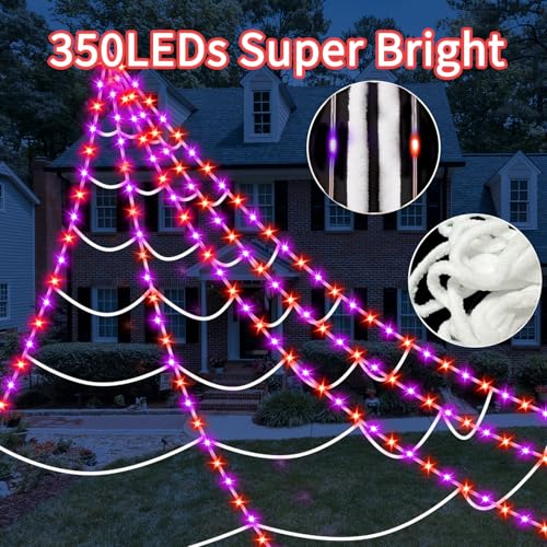 23Ft 350 LED Spider Web Lights with 6.6Ft Spider X506815