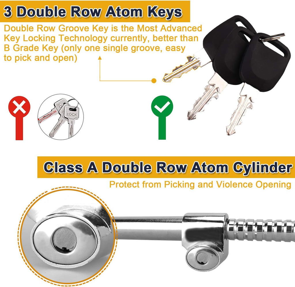 Universal Steering Wheel Brake Lock Retractable Double Hook Car Clutch Pedal Lock with 3 Keys F469379