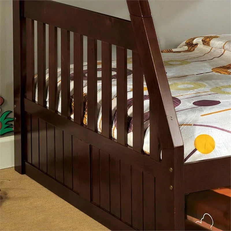 Twin Over Full Bunk Bed in Dark Walnut K3262