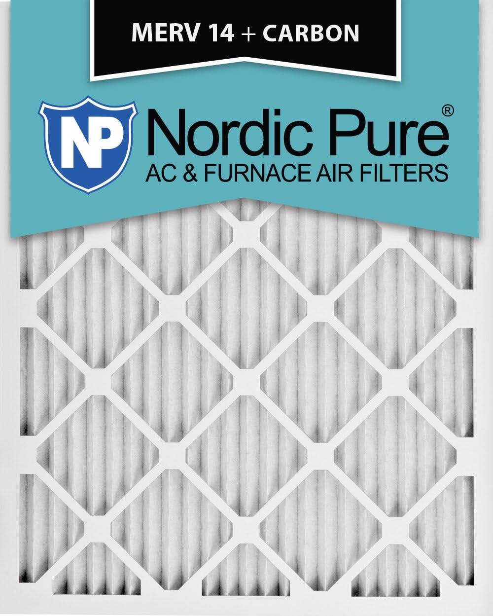 16x25x1 MERV 14 Carbon Pleated Air Filters, 2 Piece F89469