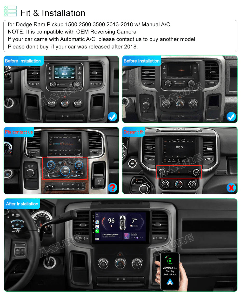Android 12 Car Stereo Radio with Manual A/C S7537