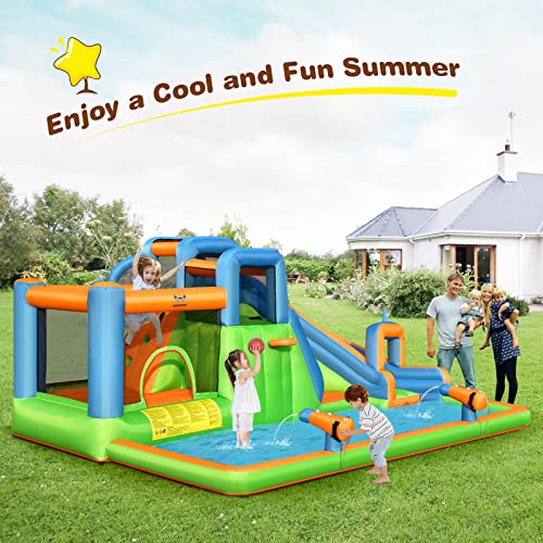 7 in 1 Inflatable Water Slide with Splash Pool M742