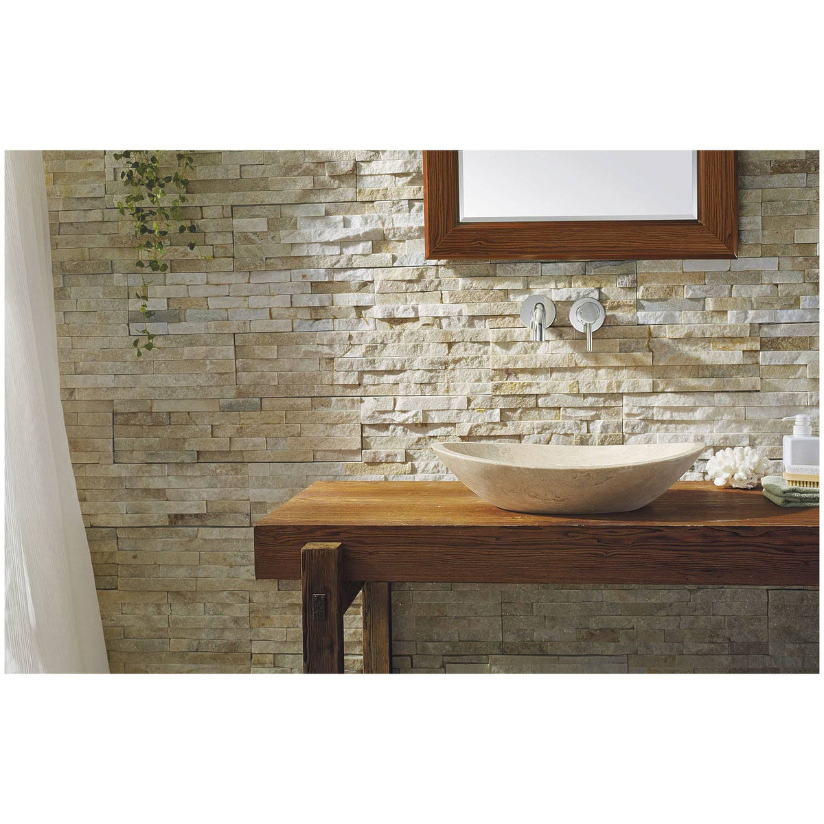Beige Travertine Marble Bathroom Vessel Sink E1912