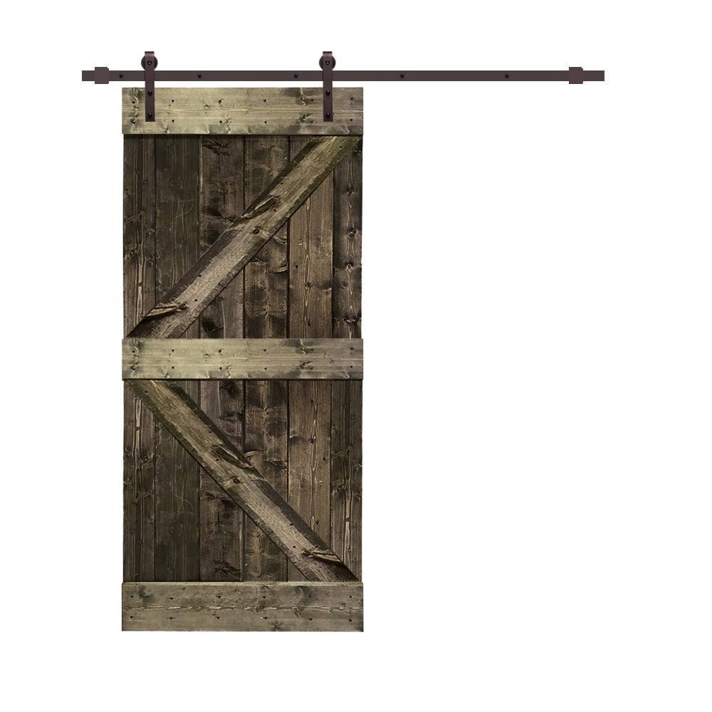 Colonial Maple Stained Pine Wood Interior Sliding Barn Door with Hardware Kit X549