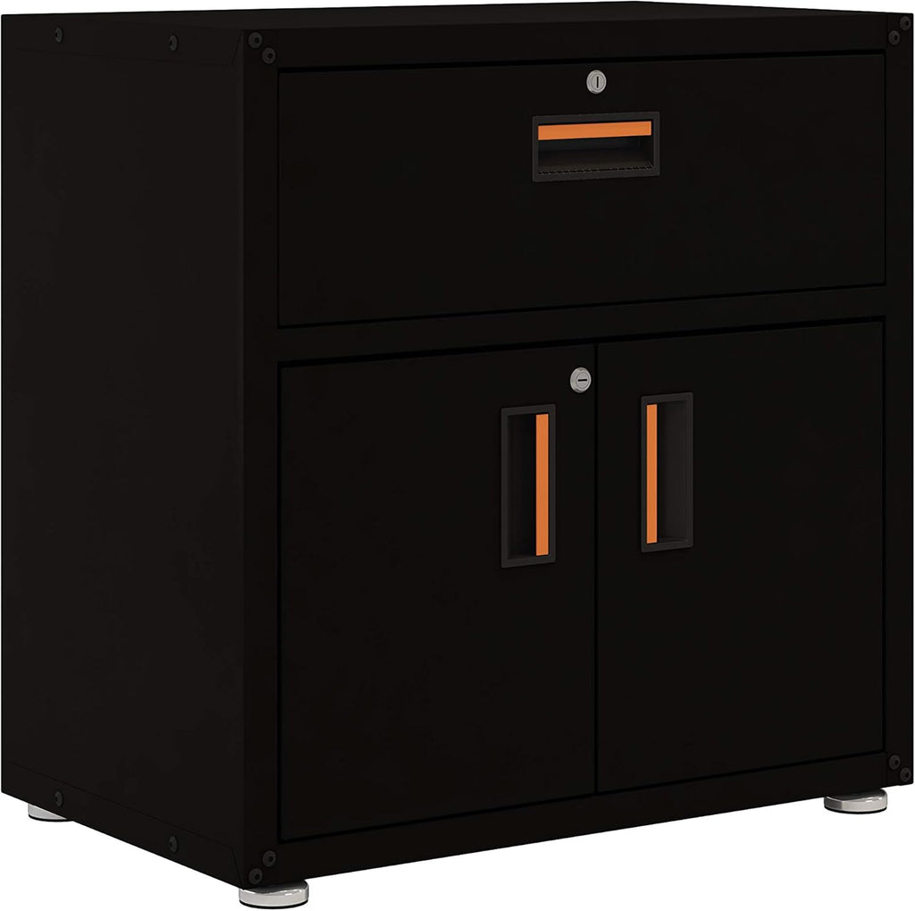 One Drawer Steel Cabinet with 2 Doors White and Grey Pack of 2 O908413