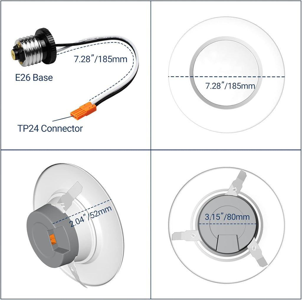 5/6 LED Recessed Downlights WiFi Dimmable 15W 1200 LM 4PCS Pack of 2 J263842
