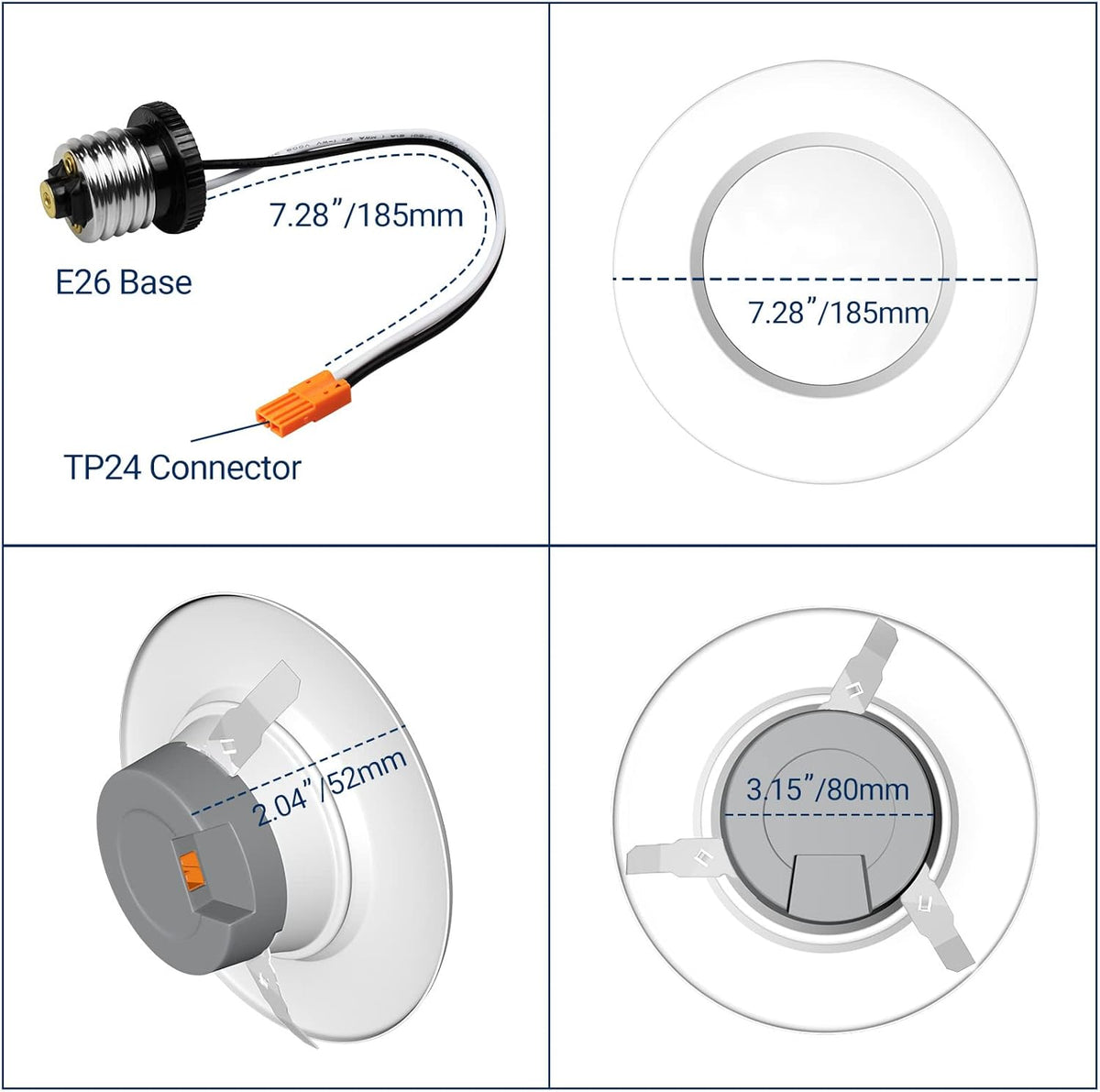 5/6 LED Recessed Downlights WiFi Dimmable 15W 1200 LM 4PCS Pack of 2 J263842