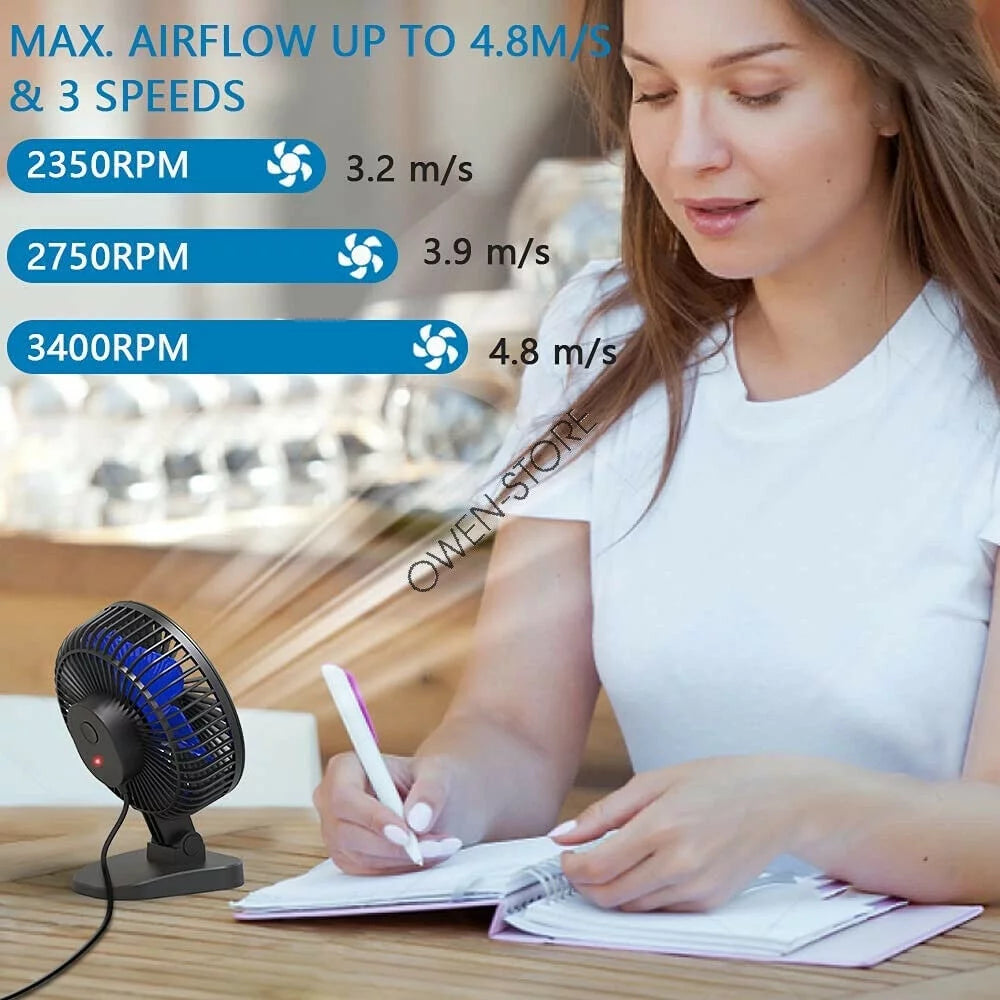 4 inch Mini Desk Fan 3 Speeds USB Powered Q7585