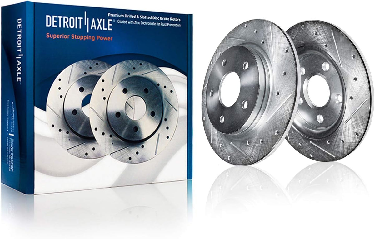 12.60" Front and Rear Drilled & Slotted Rotors + Brake Pads 8pc Set Y3266