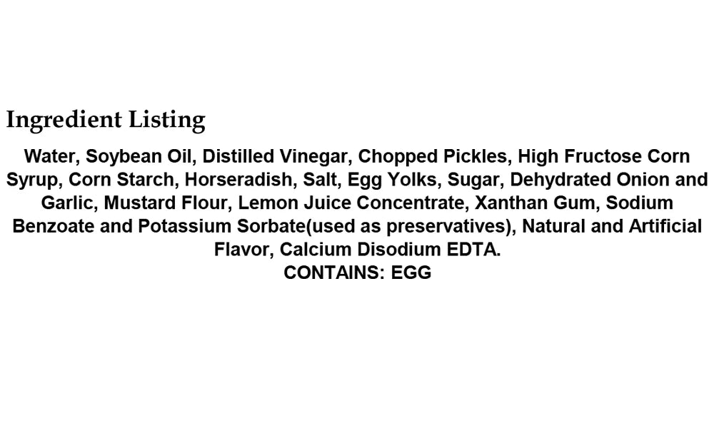 Tartar Sauce, 9.5 oz, 9 Count G81566