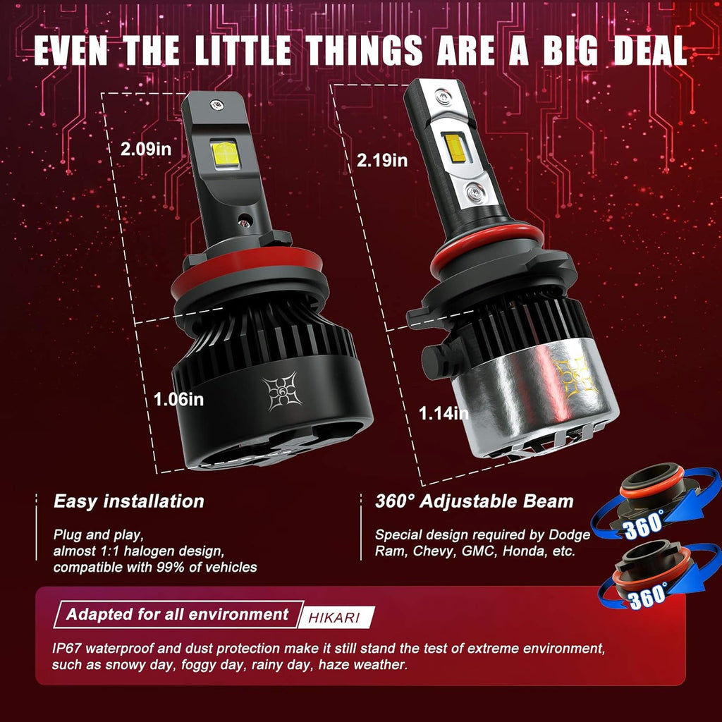 H11/H8/H9 9005/HB3 LED Bulbs Combo Set F722094