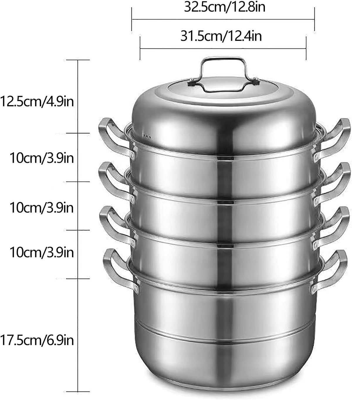 12.8in 5 Tier Stainless Steel Steamer Pot Y77694