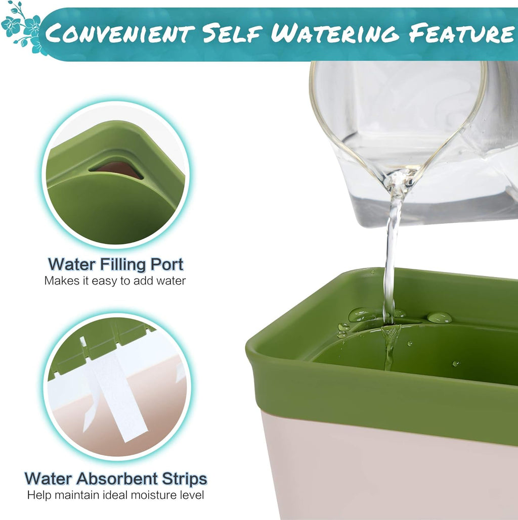 Self-Watering Rectangular Window Herb Planter Box Set of 3 V456307