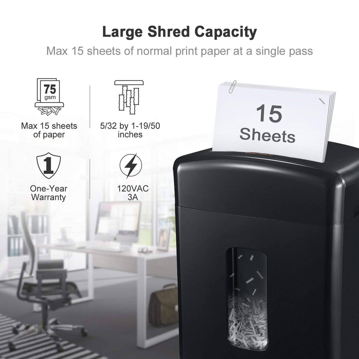 15-Sheet Cross-Cut Paper Shredder Black Q3919