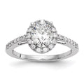0.50ct CZ Solid 14K White Gold Oval Halo Engagement Ring D201