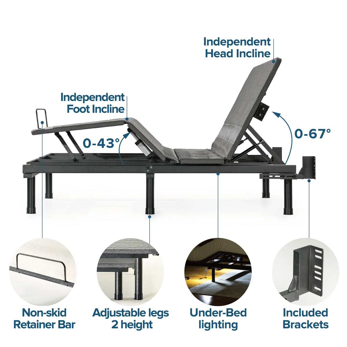 14" Adjustable Metal Base Twin XL G637