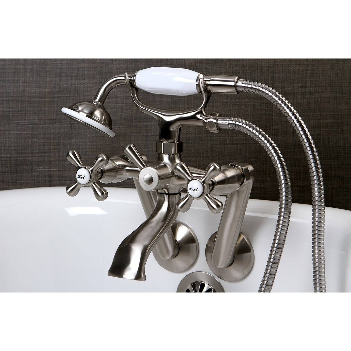 Brushed Nickel Clawfoot Tub Faucet with Hand Shower V99826