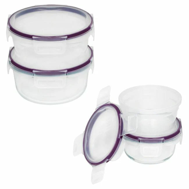 Glass & Plastic Food Storage 8-pc Round Set Q495879