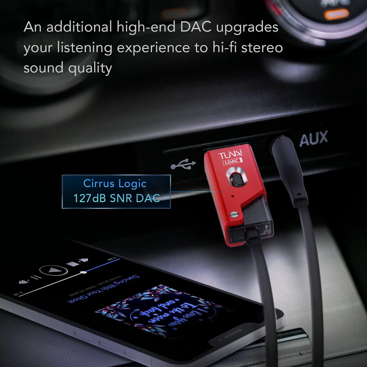 Black Bluetooth 5.0 Receiver with USB DAC 3.5mm AUX, Pack of 2 H857