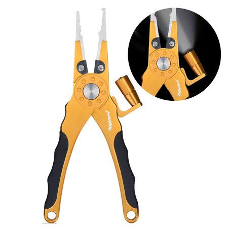 Lighted Aluminum Fishing Pliers with Tungsten Carbide Braid Cutters and LED Bulb C88724