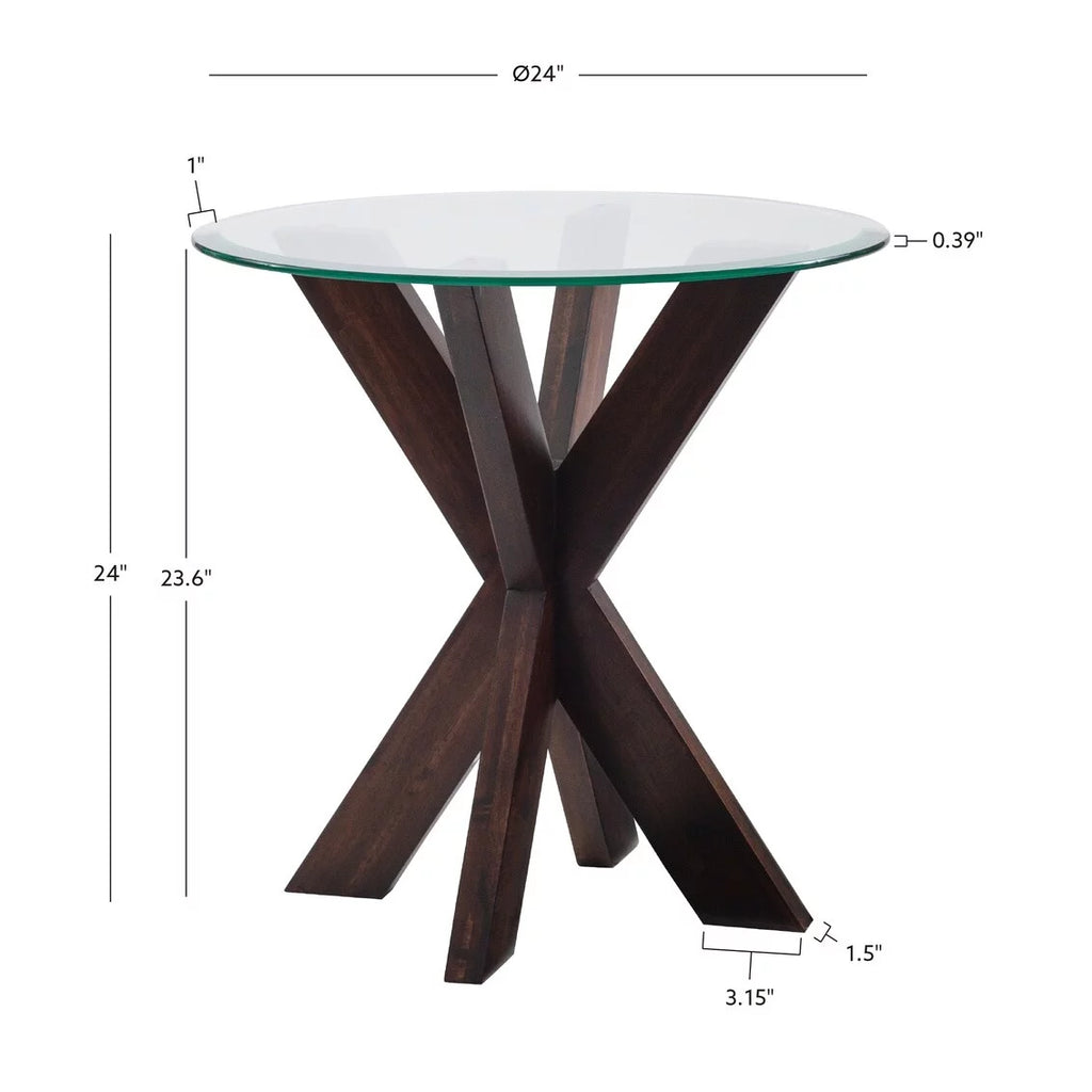 White Painted Glass Top Side Table Y2376
