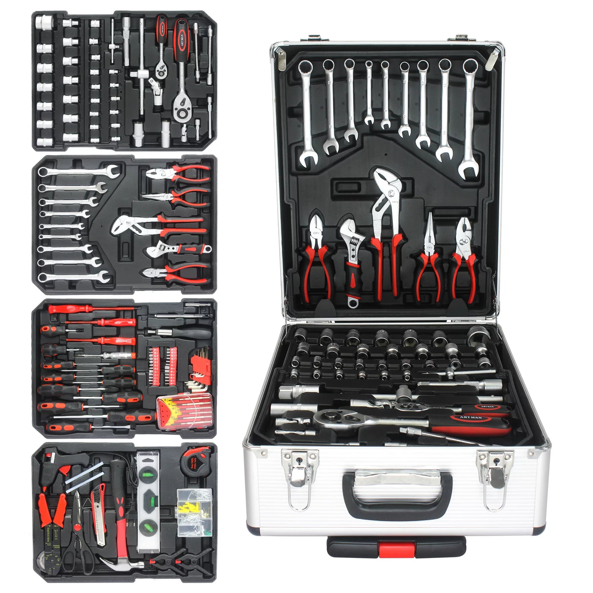899PCS White 4 Layers Hand Tool Set with Wheels G4116