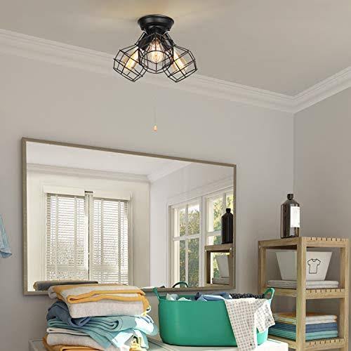 3-Light Wire Cage Flush Mount Ceiling Light N632057